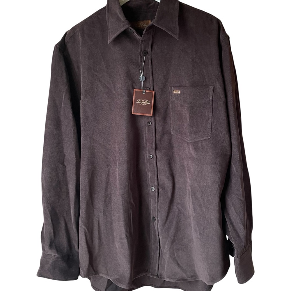 Tasso Elba Vintage Brown Corduroy Shirt, L‎